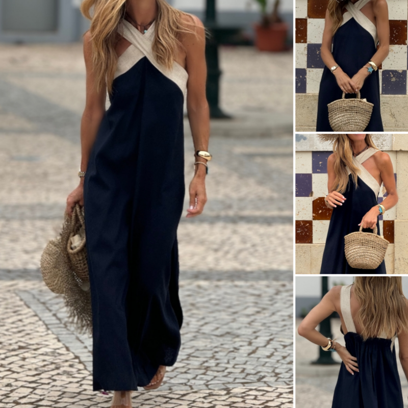 What should I wear tomorrow? 💕Women's Halter Neck Sleeveless Maxi Dress