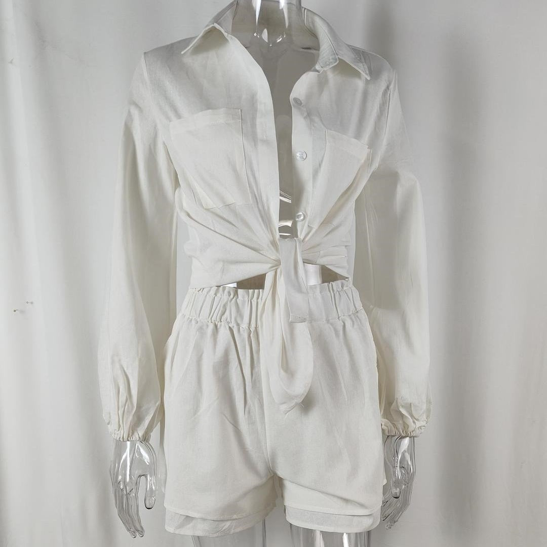What should I wear tomorrow?❤2-Piece Set - Women's Summer Shirt and Shorts