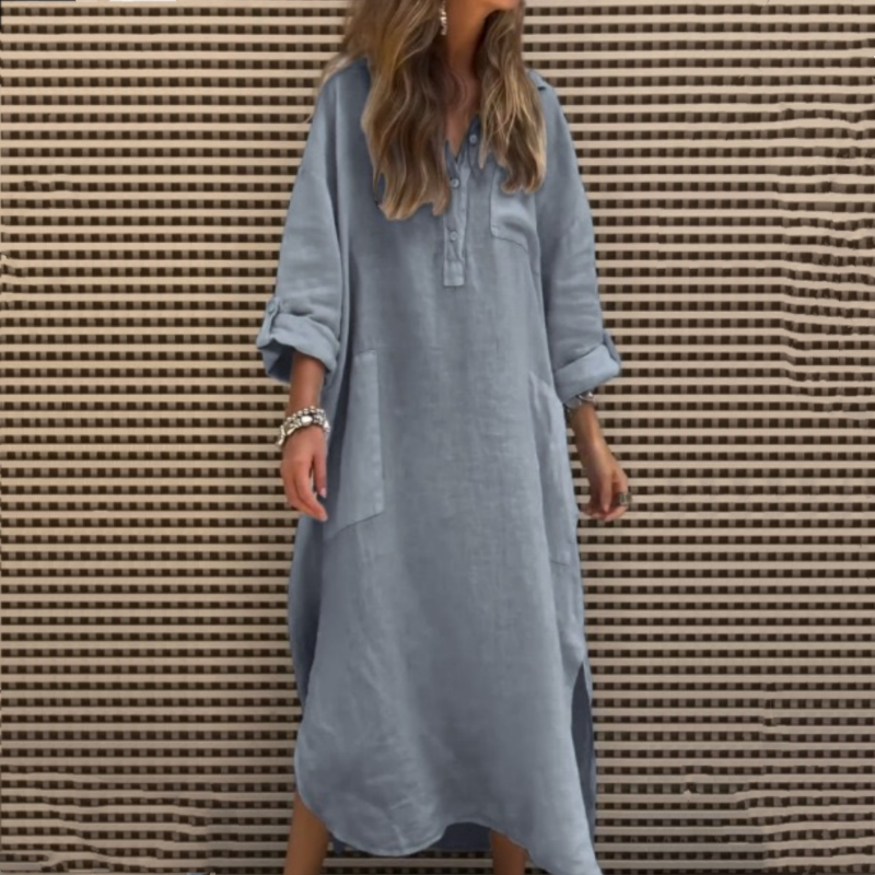 What should I wear tomorrow?💕Women’s Casual Solid Color Long Sleeve Dress with Pockets