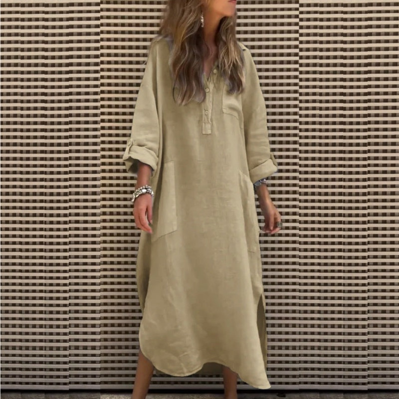 What should I wear tomorrow?💕Women’s Casual Solid Color Long Sleeve Dress with Pockets