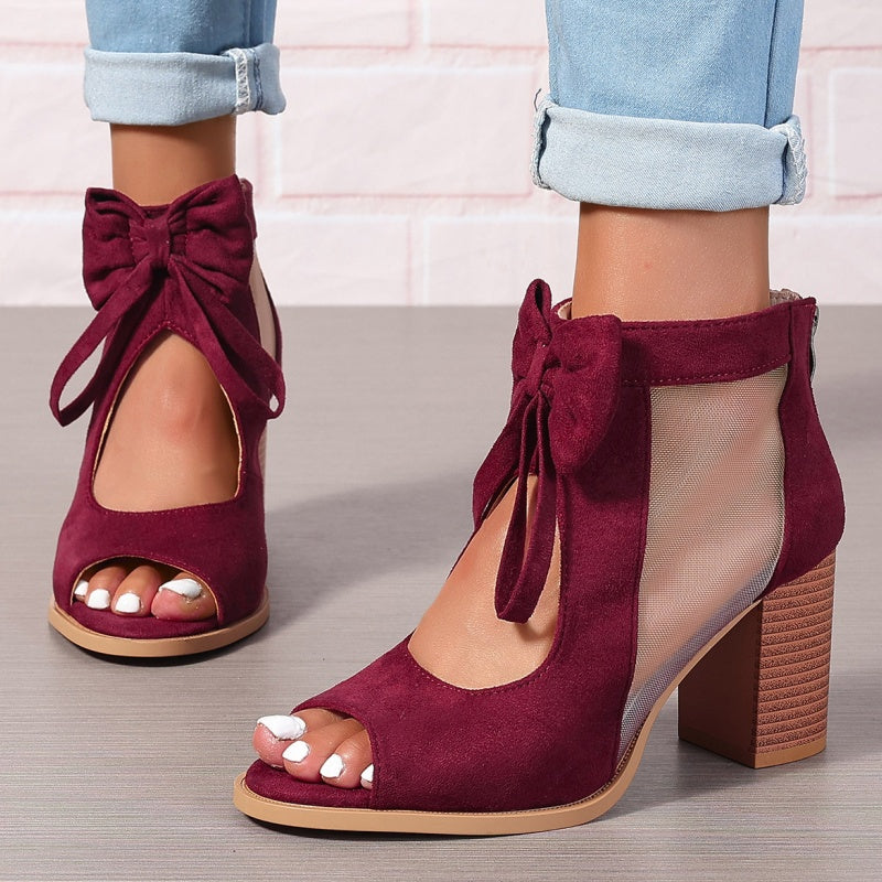 đWhat should I wear tomorrow?â¨Womenâs Bow Open-Toe Chunky Heel Sandals