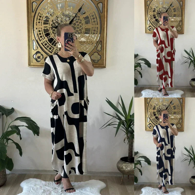 🌸What should I wear tomorrow?💐 Women's Trendy Print Short Sleeve Loose Fit Dress