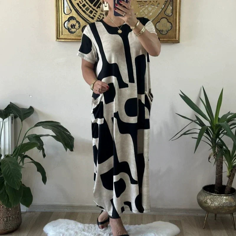 🌸What should I wear tomorrow?💐 Women's Trendy Print Short Sleeve Loose Fit Dress