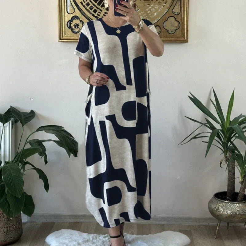 🌸What should I wear tomorrow?💐 Women's Trendy Print Short Sleeve Loose Fit Dress