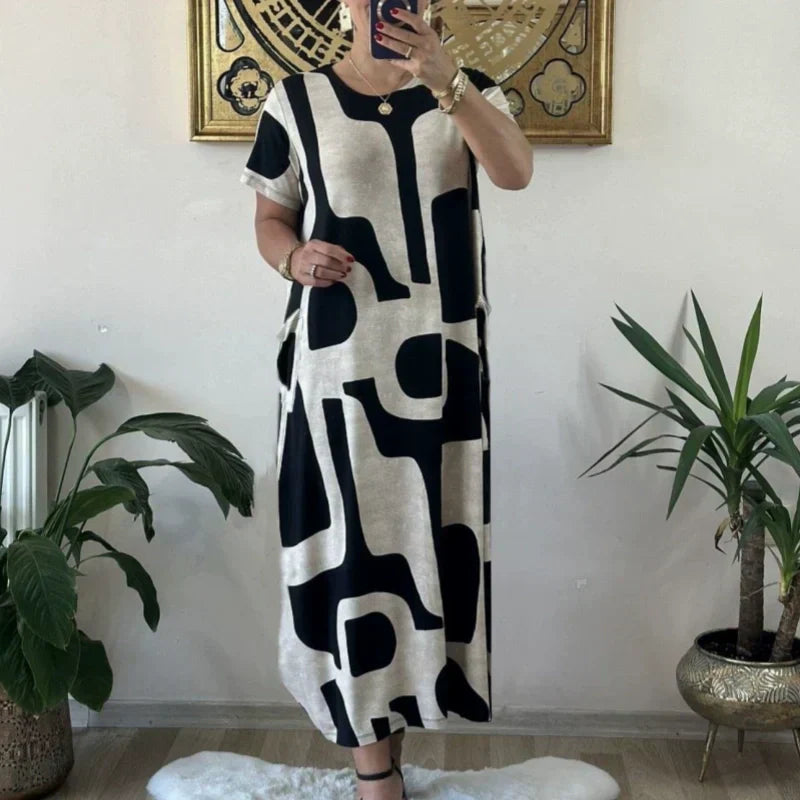 🌸What should I wear tomorrow?💐 Women's Trendy Print Short Sleeve Loose Fit Dress