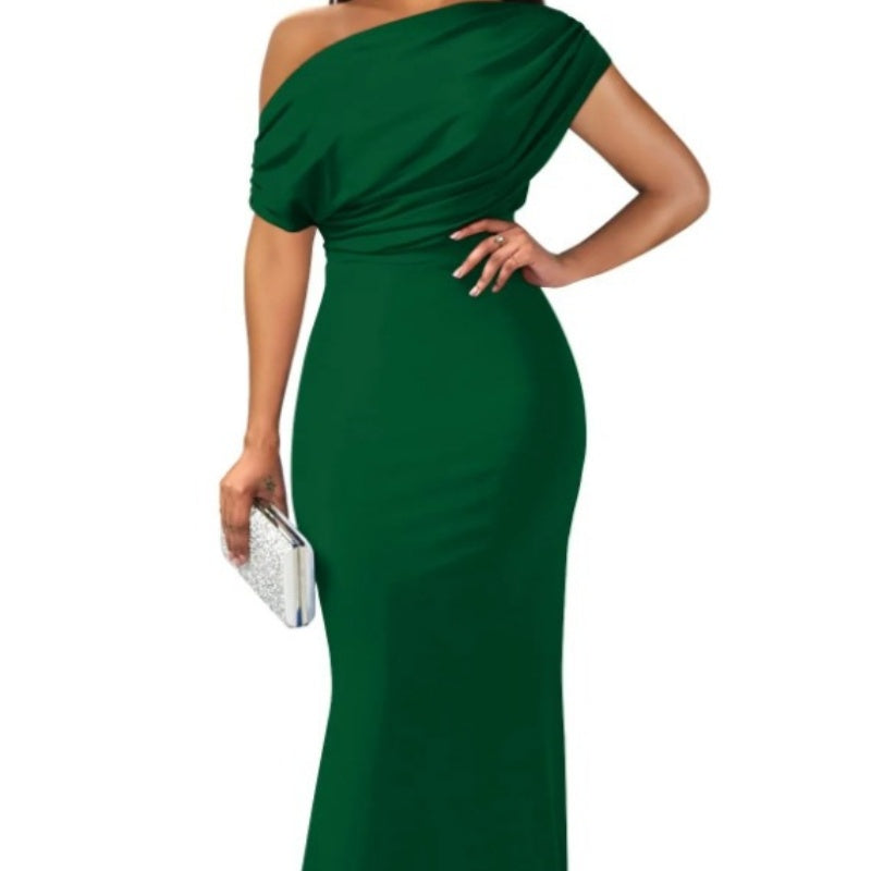 Women's Elegant Solid Color Strapless Slim Long Dresses