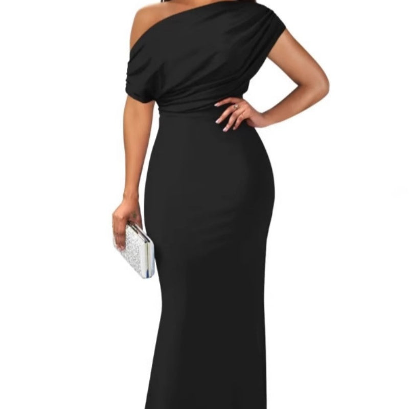 Women's Elegant Solid Color Strapless Slim Long Dresses