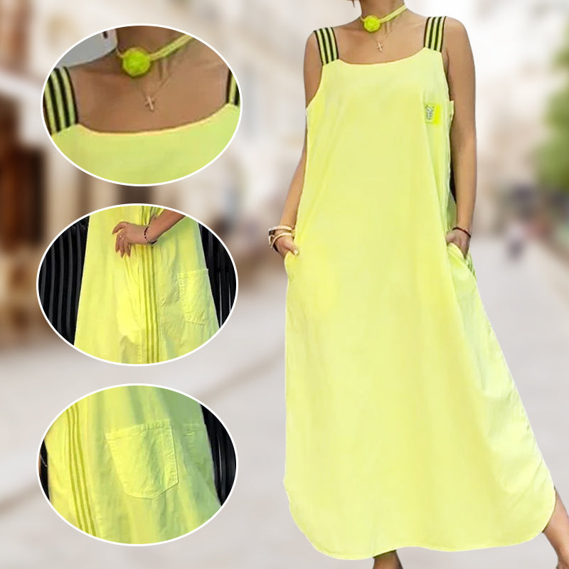 🌸🔥Mother's Day Hot Sale 60%-Wide Strap Maxi Dress with Pockets