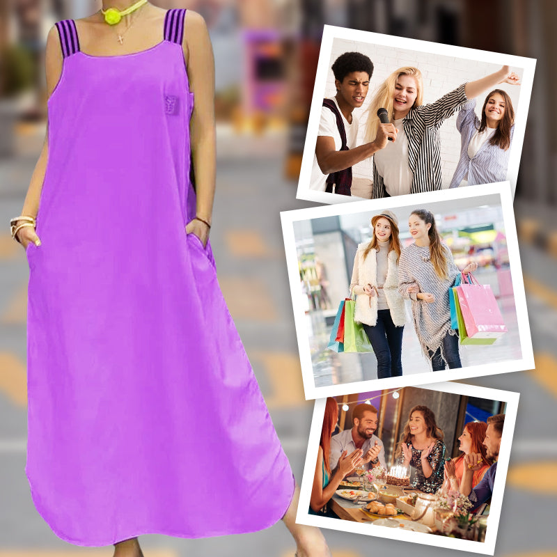 🌸🔥Mother's Day Hot Sale 60%-Wide Strap Maxi Dress with Pockets