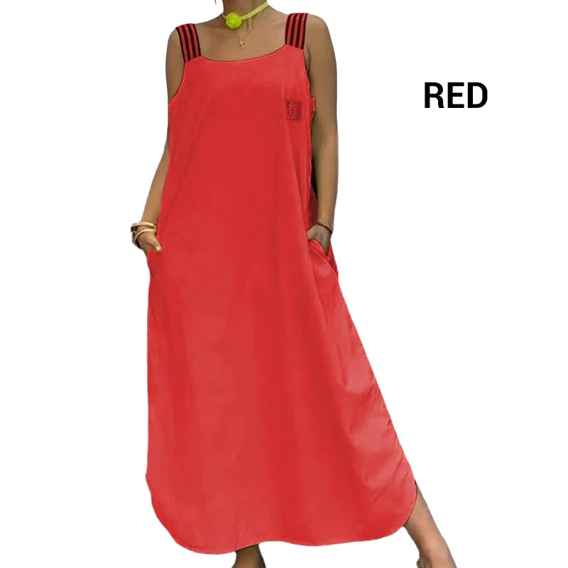 🌸🔥Mother's Day Hot Sale 60%-Wide Strap Maxi Dress with Pockets