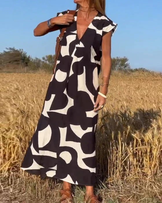 🎁Mother's Day Hot Sale 50%🔥V-Neck Print Dress