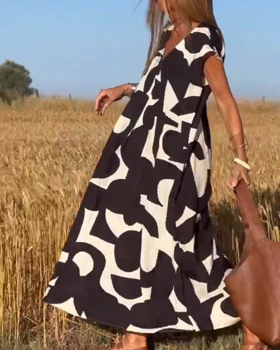 🎁Mother's Day Hot Sale 50%🔥V-Neck Print Dress