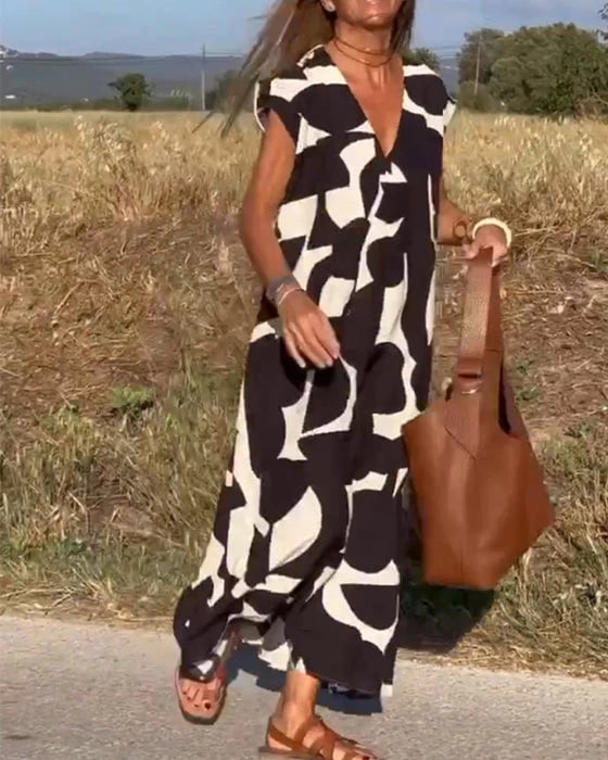 🎁Mother's Day Hot Sale 50%🔥V-Neck Print Dress