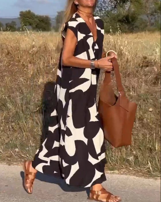 🎁Mother's Day Hot Sale 50%🔥V-Neck Print Dress