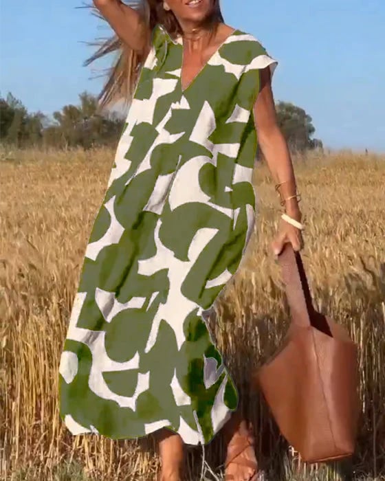 🎁Mother's Day Hot Sale 50%🔥V-Neck Print Dress