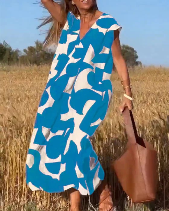 🎁Mother's Day Hot Sale 50%🔥V-Neck Print Dress