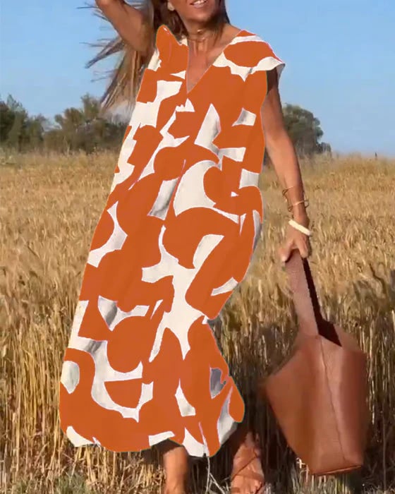 🎁Mother's Day Hot Sale 50%🔥V-Neck Print Dress