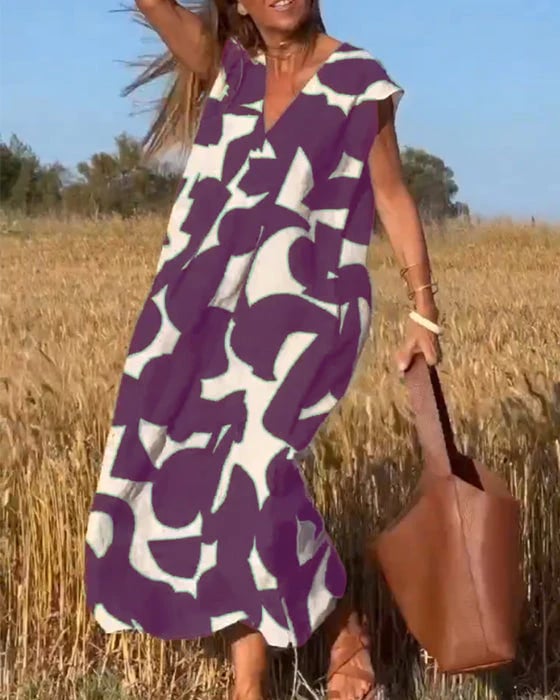 🎁Mother's Day Hot Sale 50%🔥V-Neck Print Dress