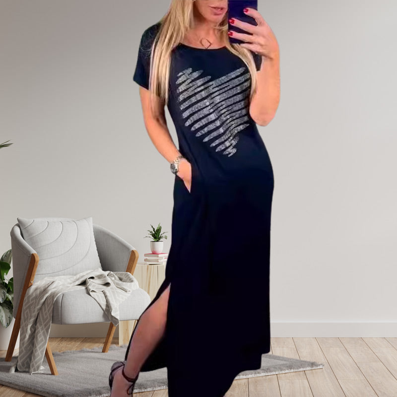 ✨Hot Sale 50% Off🌸Long T-Shirt Dress with Side Slits