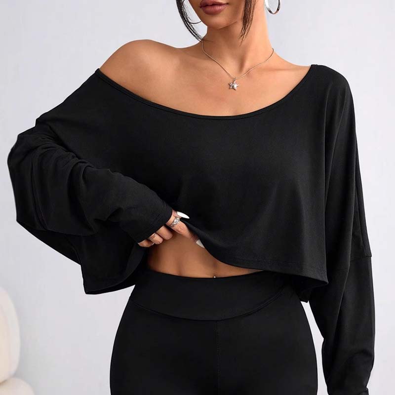 👚🌟️Limited Time 50% OFF🌀 Women's long sleeved oversized off shoulder and crop top
