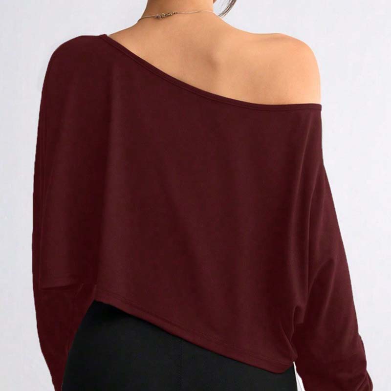 👚🌟️Limited Time 50% OFF🌀 Women's long sleeved oversized off shoulder and crop top