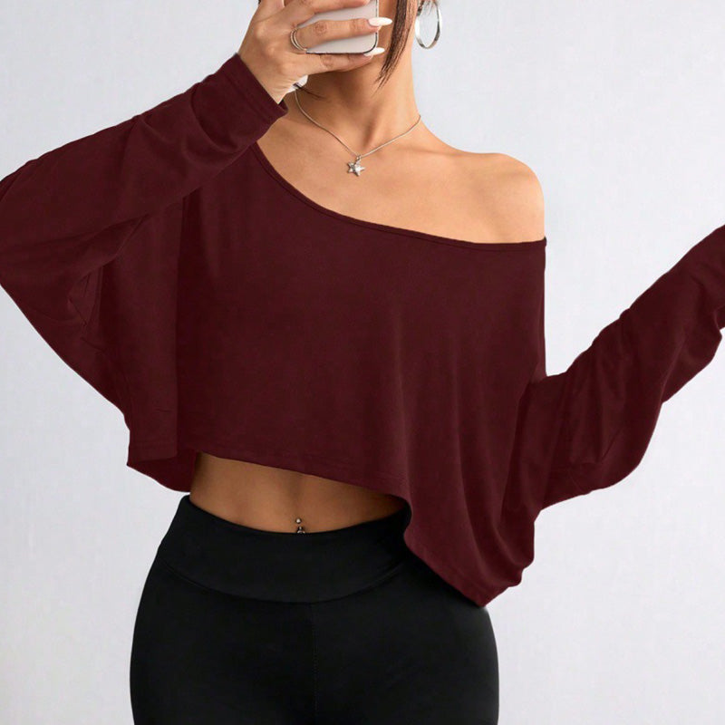 👚🌟️Limited Time 50% OFF🌀 Women's long sleeved oversized off shoulder and crop top