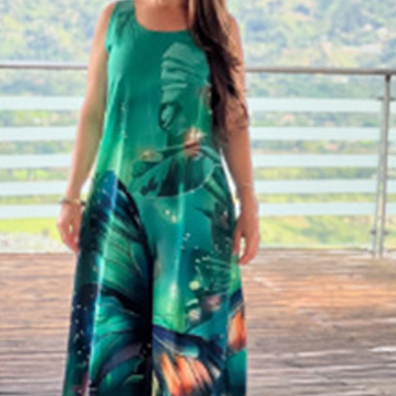 Women’s Loose Printed Sleeveless Maxi Dress