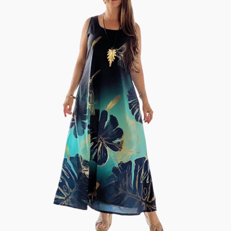 Women’s Loose Printed Sleeveless Maxi Dress