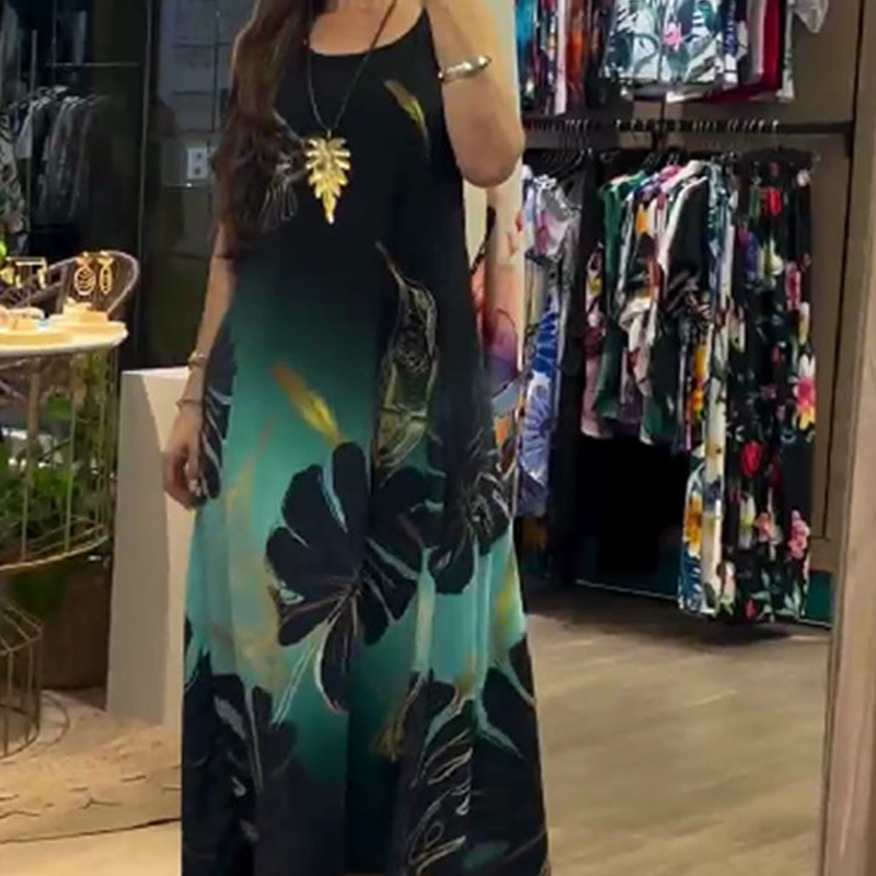 Women’s Loose Printed Sleeveless Maxi Dress