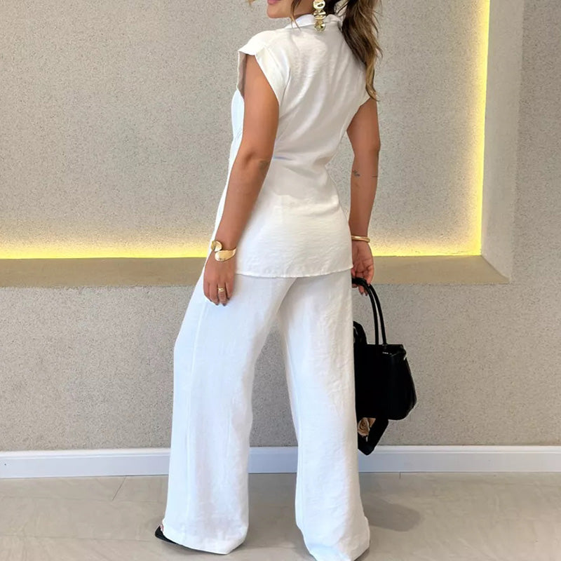 🌈2025 Summer New-❤️Elegant Waisted Top & Casual Pants Set