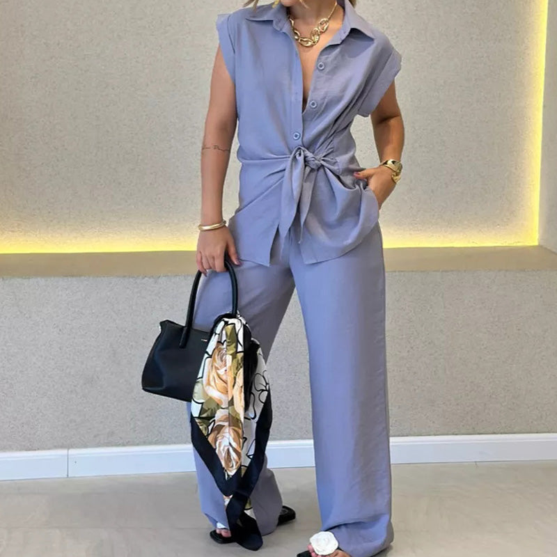 🌈2025 Summer New-❤️Elegant Waisted Top & Casual Pants Set