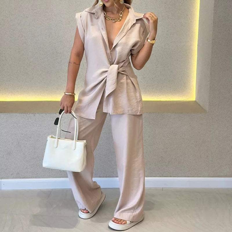 🌈2025 Summer New-❤️Elegant Waisted Top & Casual Pants Set