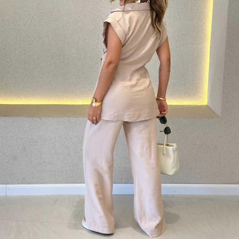 🌈2025 Summer New-❤️Elegant Waisted Top & Casual Pants Set