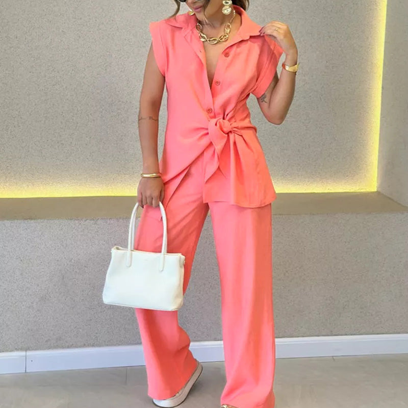 🌈2025 Summer New-❤️Elegant Waisted Top & Casual Pants Set
