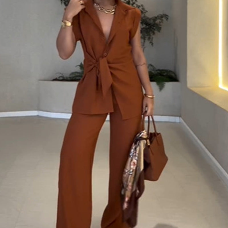 🌈2025 Summer New-❤️Elegant Waisted Top & Casual Pants Set