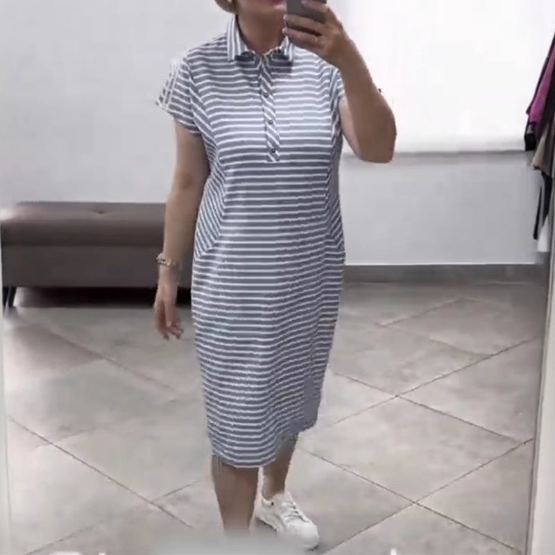 Women's Casual Short Sleeve Striped Dress