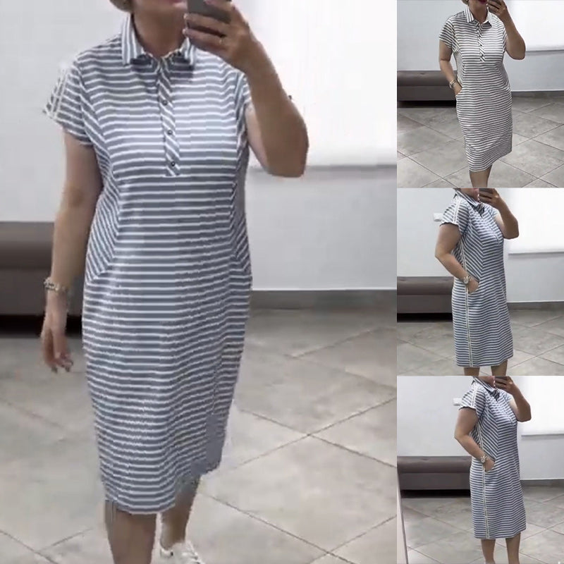 Women's Casual Short Sleeve Striped Dress
