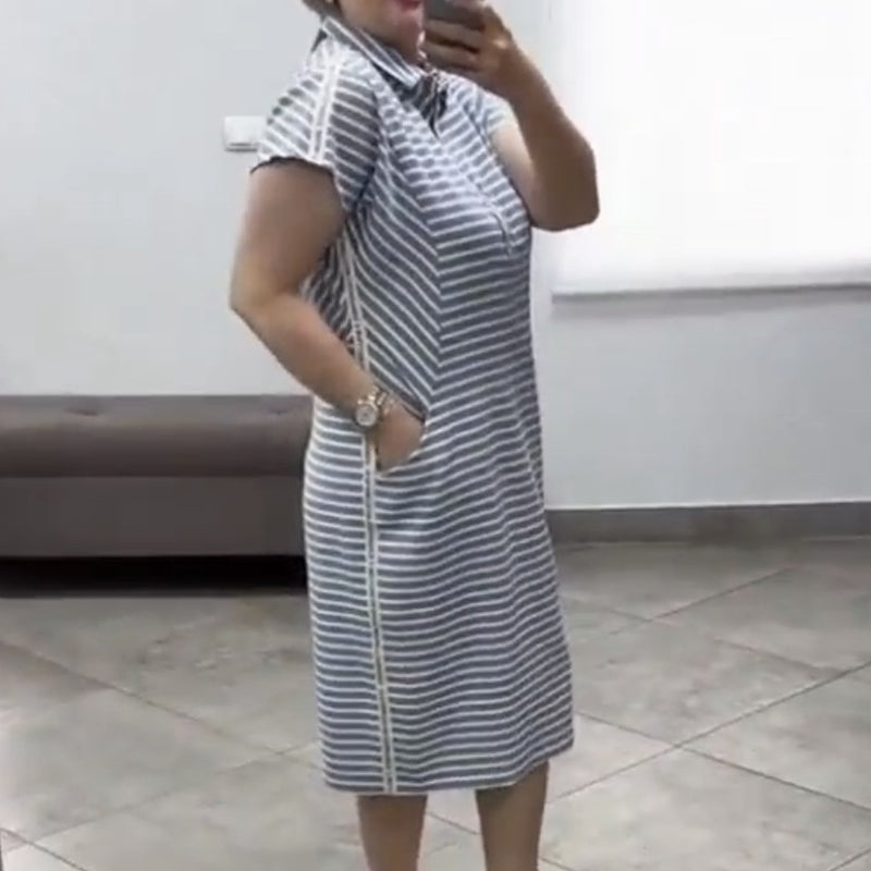 Women's Casual Short Sleeve Striped Dress