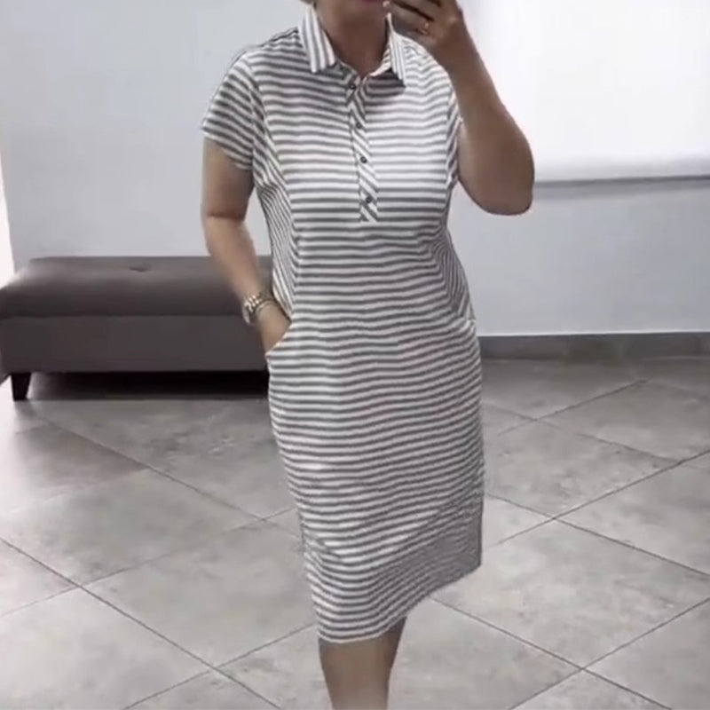 Women's Casual Short Sleeve Striped Dress
