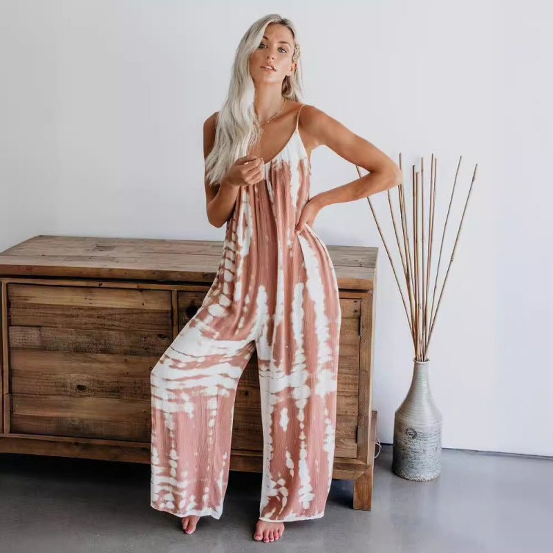🔥Women's Fashion Spaghetti Strap Printed Jumpsuit