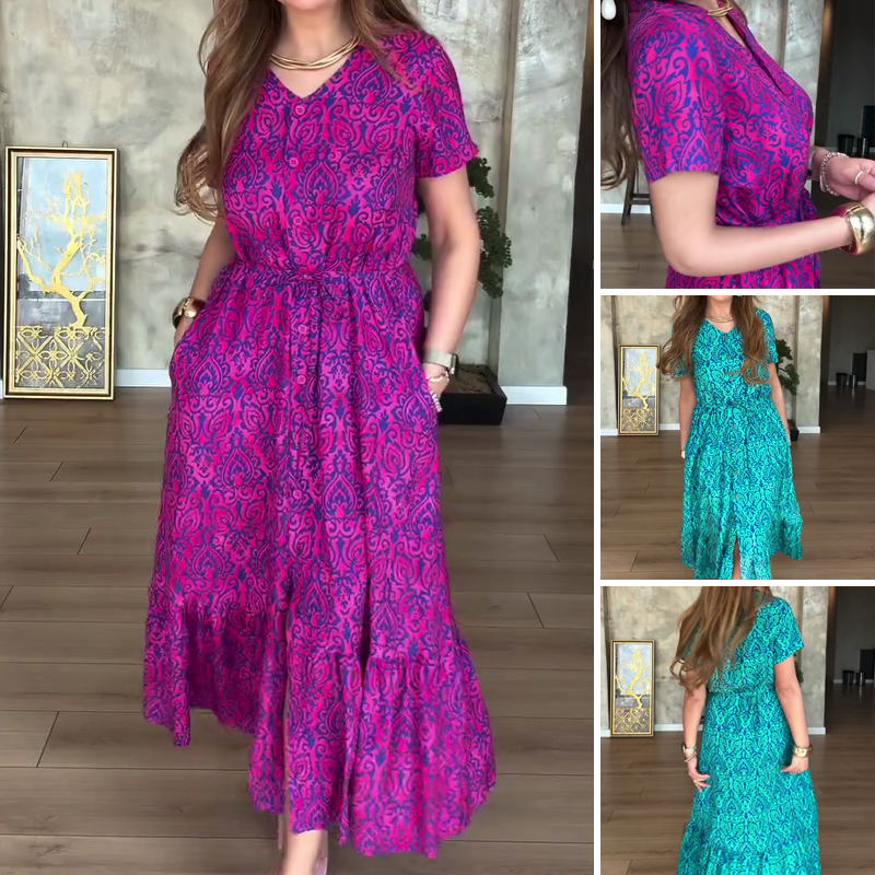 🌸Women’s Plus-Size V-Neck Floral Dress
