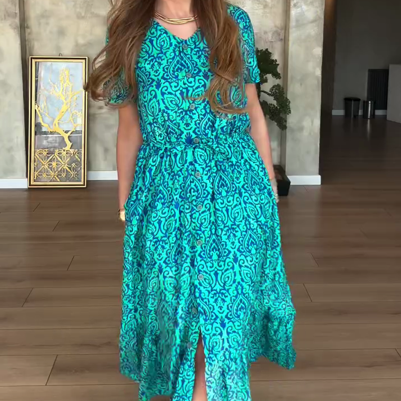 🌸Women’s Plus-Size V-Neck Floral Dress
