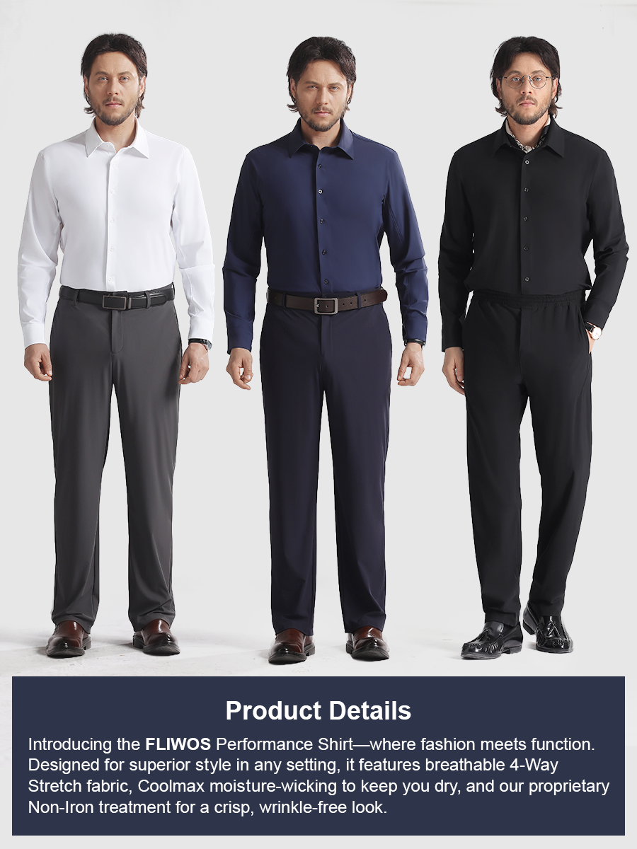 đź‘‘Fliwos Men's TriProof Stretch Iron-free Shirts