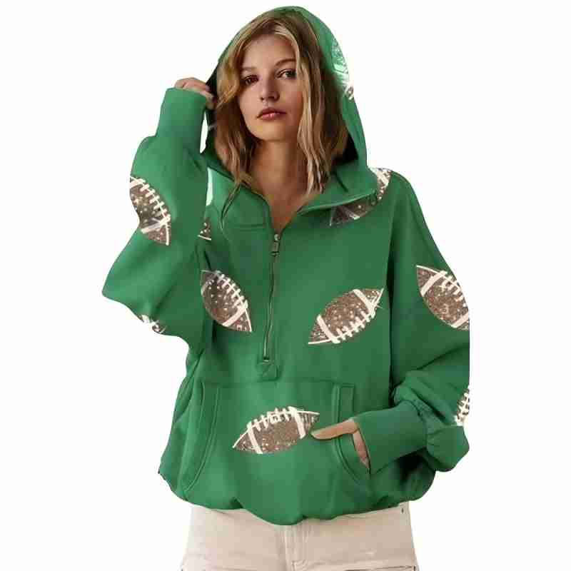 Women's Sequined Patchwork Hoodie