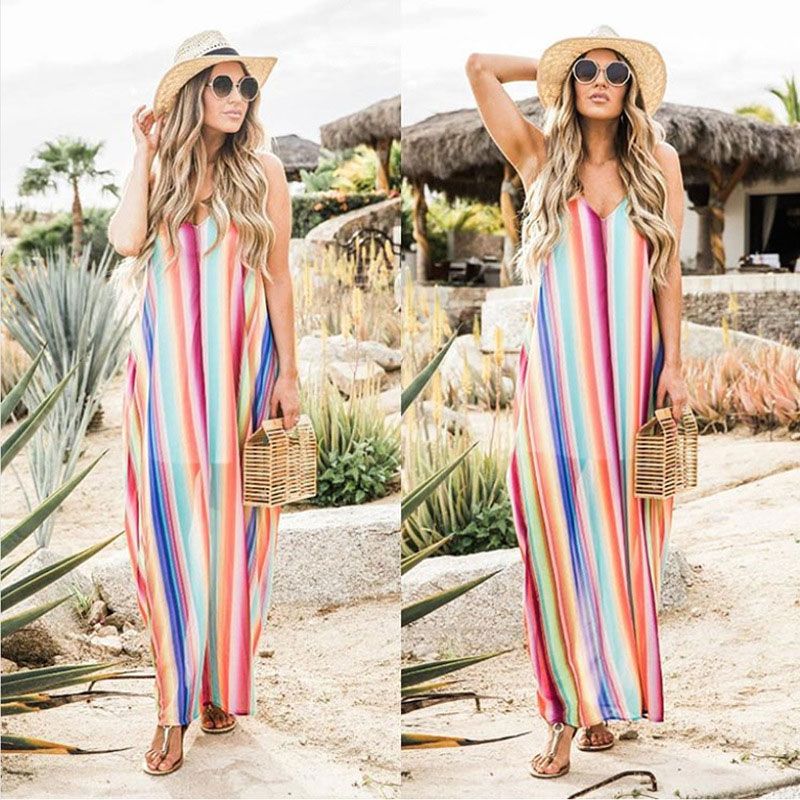 ๐๐Rainbow stripe maxi dress, like a splendid rainbow, add colors to your life! ๐