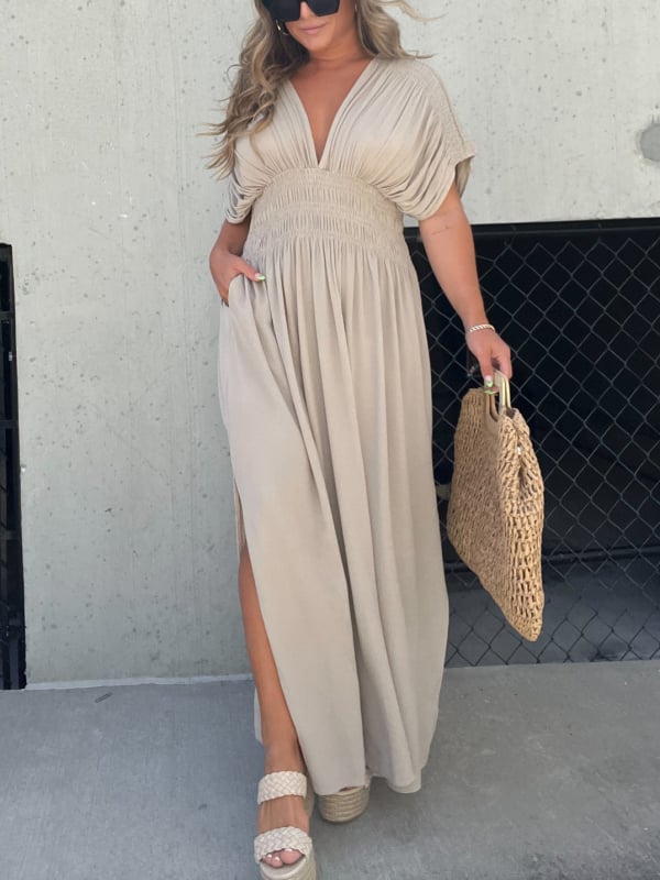 ๐ฅ๐Casual style, V-neck slit ultra-long dress, showcases your elegant temperament!๐๐ฅ