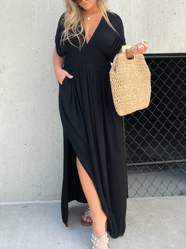 ๐ฅ๐Casual style, V-neck slit ultra-long dress, showcases your elegant temperament!๐๐ฅ