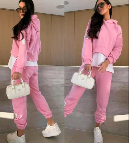 💕What should I wear tomorrow?💕Women's Hooded Patchwork Casual Sweatshirt Suit1