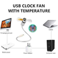 FREE SHIPPING-USB Fan with LED Clock Lighting
