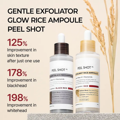 Peel Shot Glow Rice Ampoule Duo - Serums for Brightening, Exfoliating, and Moisturizing - Suitable for All Skin Types